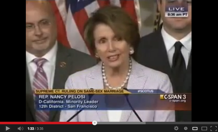 video of Nancy Pelosi speaks on Prop 8/DOMA cases